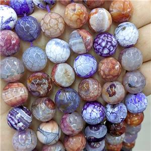 Purple Veins Agate Beads Dye Faceted Round, approx 14mm