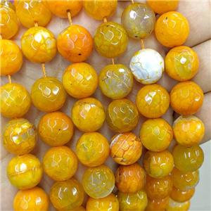 Orange Veins Agate Beads Dye Faceted Round, approx 14mm