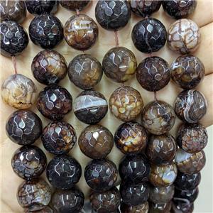 Deepcoffee Veins Agate Beads Dye Faceted Round, approx 14mm