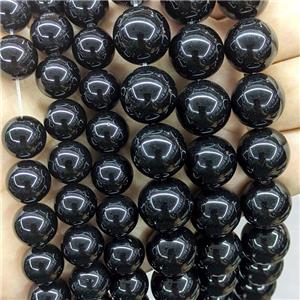Black Onyx Agate Beads Smooth Round, approx 16mm dia