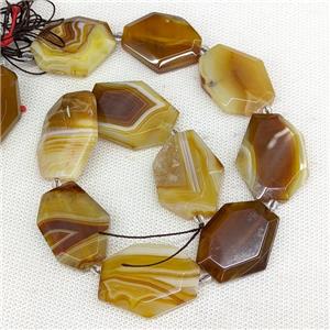 Natural Agate Slice Beads Stripe Freeform Coffee Dye, approx 25-33mm