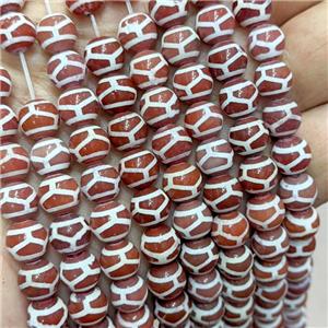 Tibetan Agate Beads Red Smooth Round Tortoise, approx 8mm dia