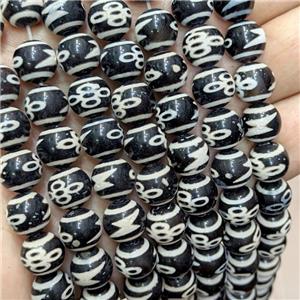 Tibetan Agate Beads Black Smooth Round, approx 10mm dia, 35pcs per st