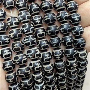Tibetan Agate Beads Black Round, approx 10mm dia
