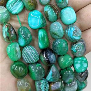 Natural Agate Chips Beads Freeform Green Dye, approx 14-17mm