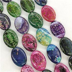 Natural Veins Agate Oval Beads Mixed Color Dye, approx 18-25mm