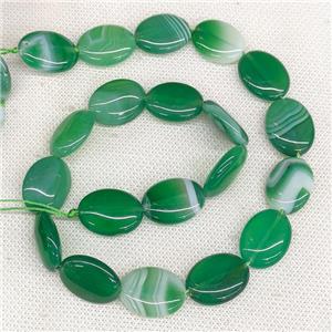 Natural Stripe Agate Oval Beads Green Dye, approx 15-20mm