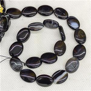 Natural Stripe Agate Oval Beads Black Dye, approx 15-20mm