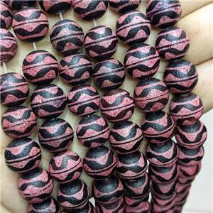 Tibetan Agate Round Beads Pink Dye Wave, approx 14mm dia, 24pcs per st