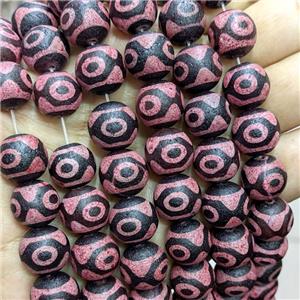 Tibetan Agate Round Beads Pink Dye Eye, approx 14mm dia, 24pcs per st