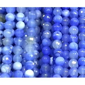 blue Agate Stone bead, faceted round, 10mm dia, approx 39pcs per st