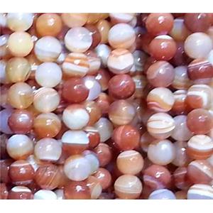 red stripe Agate Stone beads, faceted round, 12mm dia, approx 32pcs per st