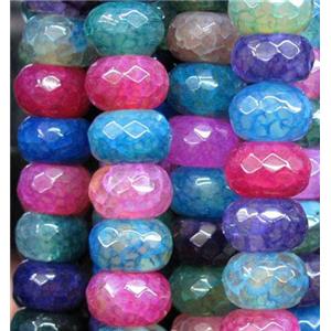 veins Agate Stone beads, faceted abacus, mixed color, approx 6x10mm, 65pcs per st