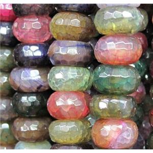veins Agate Stone beads, faceted abacus, mixed color, approx 6x10mm, 65pcs per st