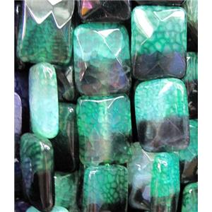 green veins Agate Stone beads, faceted rectangle, 15x20mm, 20pcs per st