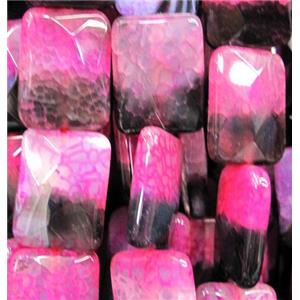 hotpink veins Agate Stone beads, faceted rectangle, 15x20mm, 20pcs per st
