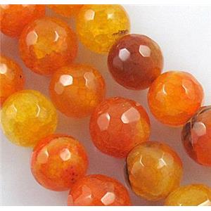 orange veins Agate Stone bead, faceted round, 12mm dia, approx 31pcs per st