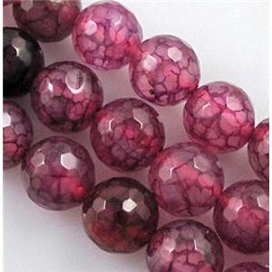 hotpink veins Agate Stone beads, faceted round, 10mm dia, approx 38pcs per st