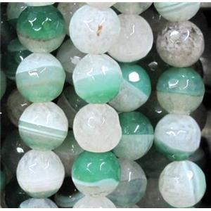 faceted round Druzy Agate beads, green, 12mm dia, approx 31pcs per st
