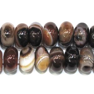 wheel stripe agate beads, coffee and black, 5x8mm, approx 80pcs per st