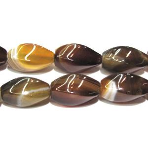 twist agate beads, stripe, coffee and black, 8x16mm, approx 25pcs per st