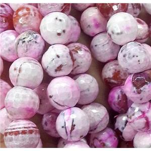 pink fire Agate stone beads, faceted round, 12mm dia, approx 32pcs per st