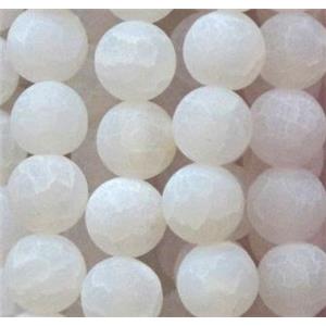 round frosted white Crackle Agate beads, 8mm dia, approx 48pcs per st