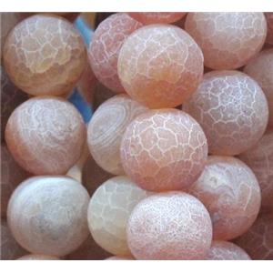 round frosted orange crackle agate beads, 12mm dia, approx 32pcs per st