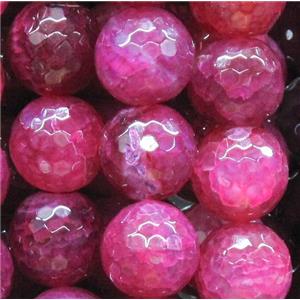 veins agate beads, faceted round, pink, 12mm dia, approx 32pcs per st