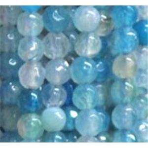 agate beads, faceted round, aqua, 4mm dia, approx 98pcs per st