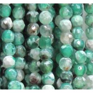 green fire agate beads, faceted round, tiny, 4mm dia, approx 98pcs per st