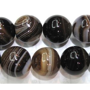 round black striped agate beads, 14mm dia, approx 28pcs per st
