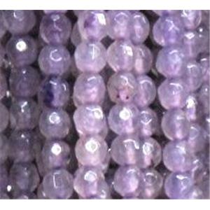 agate beads, faceted round, lt.purple, 4mm dia, approx 98pcs per st