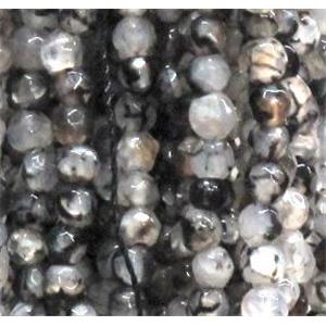 agate beads, faceted round, 4mm dia, approx 98pcs per st
