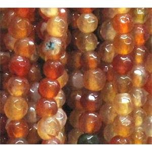 agate beads, faceted round, golden, 4mm dia, approx 98pcs per st