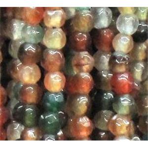 agate beads, faceted round, mixed color, 4mm dia, approx 98pcs per st
