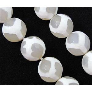 tibetan Agate stone bead, faceted round, 10mm dia, approx 38pcs per st