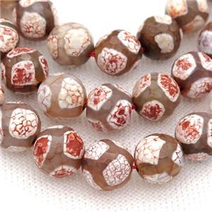 tibetan style tortoise Agate beads, faceted round, 8mm dia, approx 48pcs per st