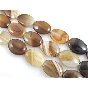coffee stripe Agate beads, oval, 18x25mm, approx 16pcs per st