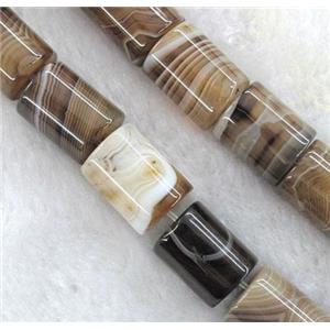 coffee stripe Agate column beads, approx 10x12mm