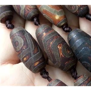 tibetan style agate beads, barrel, approx 13x25mm