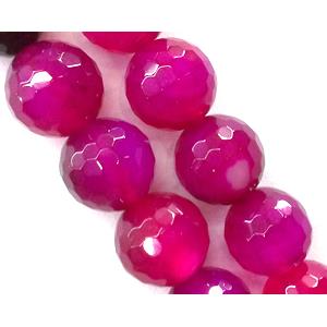faceted round agate beads, hotpink, 12mm dia, approx 31pcs per st