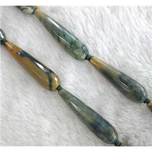 agate beads, faceted teardrop, ink-blue, approx 10-40mm