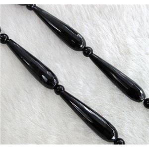 black agate bead, faceted 3D-teardrop, approx 10-40mm