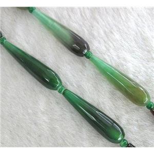 green agate beads, faceted teardrop, approx 10-40mm