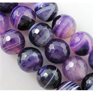 purple Stripe Agate Beads, faceted round, 6mm dia, approx 62pcs per st
