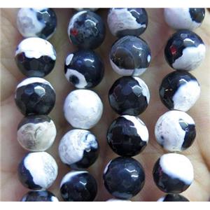 white Dichromatic Agate beads, faceted round, 8mm dia, 50pcs per st
