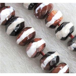 tibetan style agate beads, faceted rondelle, approx 5x8mm, 15.5 inches