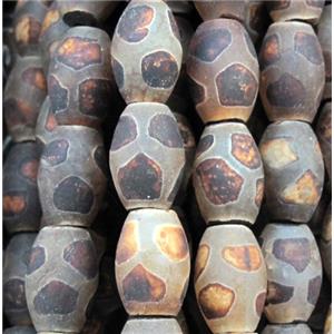 tibetan style Agate beads, matte, barrel, approx 8x12mm, 15.5 inches