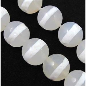tibetan style Agate beads, faceted round, approx 8mm dia, 15.5 inches